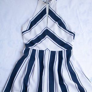 Angel Biba Navy & White Striped Romper Low Cut